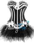 Black Swan Boned Corset & Tutu Ballet Skirt Corset Show Costume Set S 