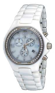 NEW Oniss ON810 M Mens White Ice Crystal Accented Ceramic Chronograph 