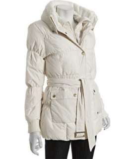 Betsey Johnson ivory double collar belted puffer jacket   up 