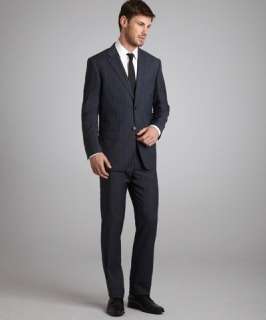 Valentino Valentino Roma dark blue pinstripe wool 2 button suit with 