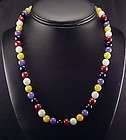   Filigree Rainbow Jade Necklace Purple Green Black Red Gold 19 Inches