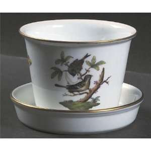   Rothschild Bird (Ro) Flower Pot with Underplate, Fine China Dinnerware