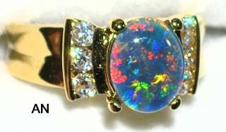 Womens Genuine Australian Opal & Topaz Ring #21123  