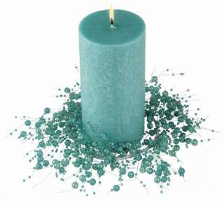 Pillar Candle Wreath Ring Blue Green Teal Pearl  