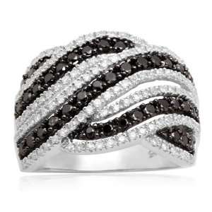   White Woven Diamond Ring (1.00 cttw, I J Color, I2 I3 Clarity), Size 8