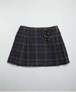 KIDS blue plaid stretch cotton toggle front skirt style# 318169101