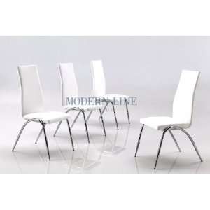  Contemporary Set of Four White Stackable Dining Room Chairs 