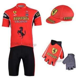 Ferrari jersey short half finger gloves set + + small cloth cap three 