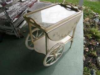   PAINTED TEA CART MID CENTURY YET SHABBY CHIC OR ANTIQUE TABLE  