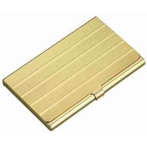  Business Card Holder Gold Tone Metal with Ribbed Textured 