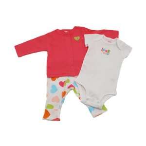   Cotton Knit Pink Hearts Cardigan Pant Set Size Newborn (5 8 Lb): Baby