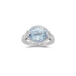  Aquamarine Ring   0.44 Ct Diamond & Aquamarine Ring in 14K 