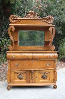 Fancy Victorian Golden Oak Sideboard Buffet ~ Ca.1890  