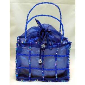  La Pomme Royal Blue Beaded Medium Bag 