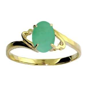  14k Solid Gold Natural Emerald Ring   Size 6 Jewelry