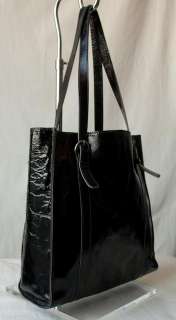 MIU MIU Black GLOSSY LEATHER Tote Bag Shopper Handbag  