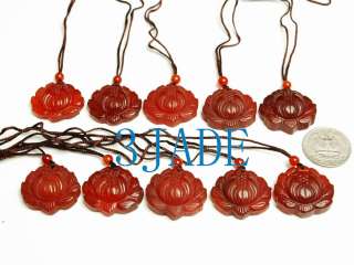 Red Carnelian Lotus Amulet Pendant / Talisman  