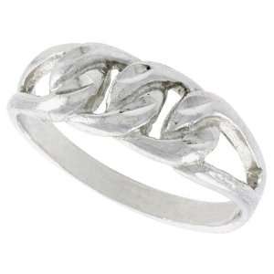  Sterling Silver Diamond Cut Curb Link Type Ladies Ring 