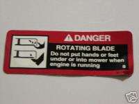 John Deere 318 Mower Deck Decal Danger Rotating Blade  
