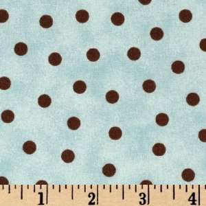  44 Wide Fanciful Friends Sponged Dots Aqua/Brown Fabric 