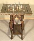 Syrian Pearl Mosaic Bezeka Chess Backgammon Game Table  