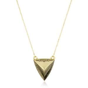   of Harlow 1960 Engraved Faceted Pyramid Pendant Necklace Jewelry