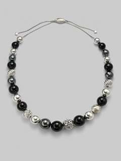 David Yurman   Black Onyx, Hematite & Sterling Silver Bead Necklace