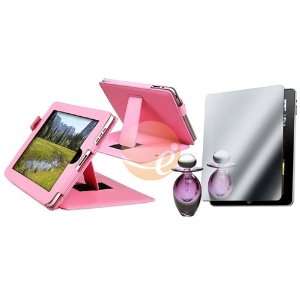  Pink Leather Case With Free Mirror Screen Protector For Apple Ipad 