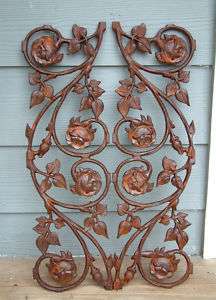 TWO ROSE PANELS Iron Cast Wrought Garden Fence  