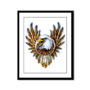  Framed Panel Print Bald Eagle with Feathers Dreamcatcher 