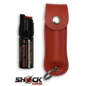   Pepper Spray Key Chain with Red Leather Soft Case: Sports & Outdoors
