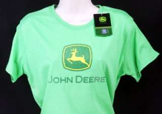 NWT John Deere Ladies Green T Shirt Authentic New 0024AG Tractor Tee 