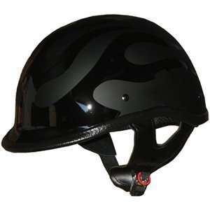  Lowest Profile! Polo Motorcycle Half Helmet Flat Bk Flame 