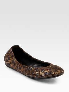 Leather and leopard print metallic leather upper Leather lining Rubber 