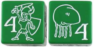   Jumbo D6 Dice Green With 2 Treasure Munchkin Quest, Munchkin Card Game