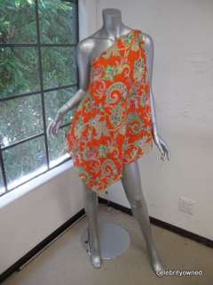 Ralph Lauren Orange Floral One Shoulder Top/Dress10  