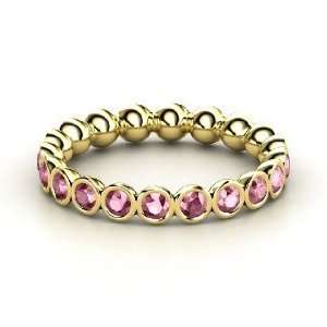  Pod Eternity Band, 14K Yellow Gold Ring with Rhodolite 