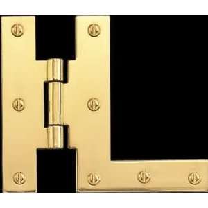 Door Hinge Bright Brass, Polished Solid Brass Cabinet Hinge Pair 3in.