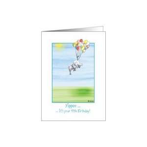   49th Birthday, cute Elephant flying with balloons Card Toys & Games
