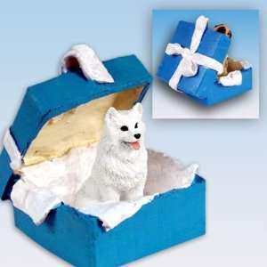  American Eskimo Blue Gift Box Dog Ornament: Home & Kitchen