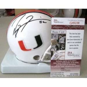  Ray Lewis Miami Hurricanes Signed Mini Helmet With Jsa 