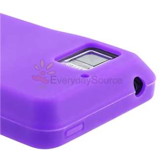 Purple Gel Skin Case+Privacy Guard+2 Charger+USB For Motorola Droid 