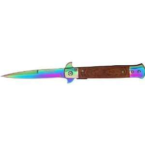   Blade Folder Knife with Carved Spider Wood Handles