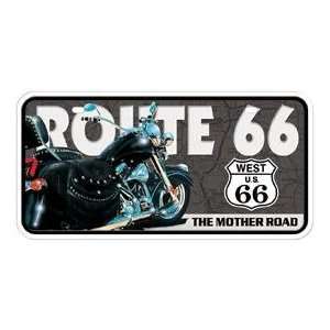   Metal Novelty Car License Plate Route 66 Motorcycle 