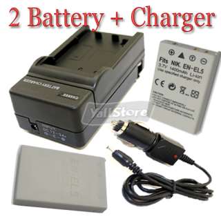 2PC EN EL5 Battery + Charger For Nikon CoolPix P100 P90  