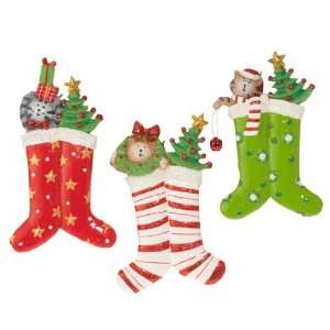 Raz Imports Christmas ornament sale cat in a holiday stocking  
