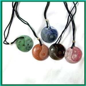  assorted real stone yin yang necklace 