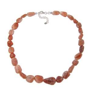  Sterling Silver Handmade Sunstone Bead Necklace Jewelry