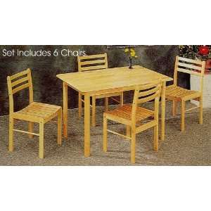   Solid Wood Dining Table & Three Slat Chairs Set: Furniture & Decor