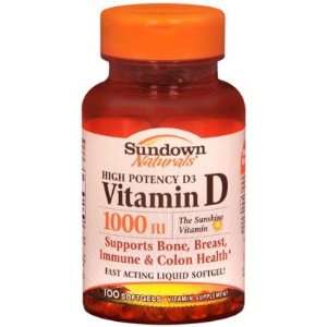  Sundown Naturals  Vitamin D 1000IU, 100 tablets Health 